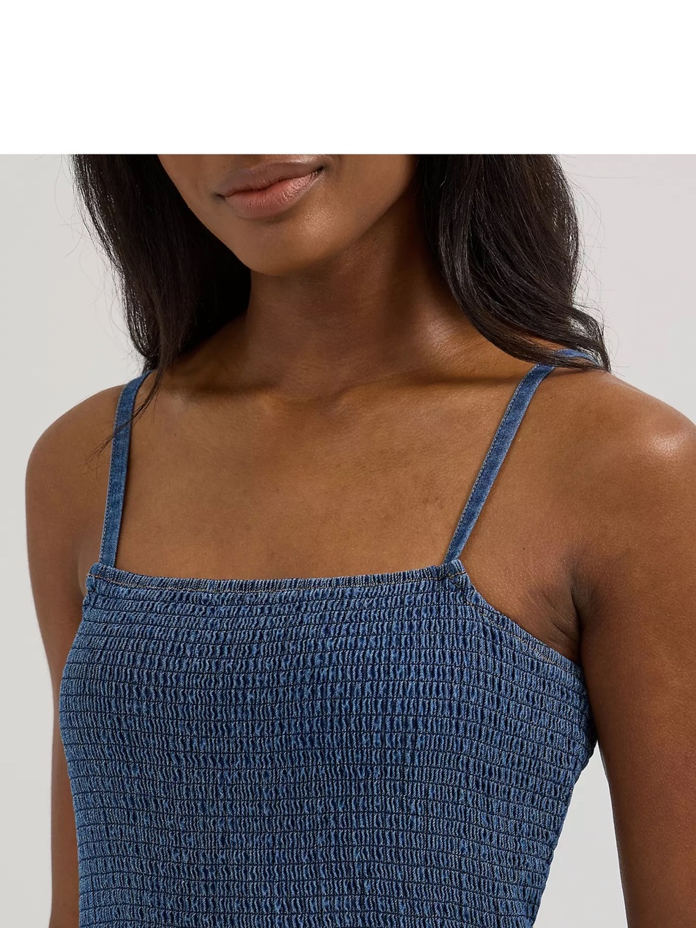 Wrangler Denim Blue Smocked Maxi Dress with Spaghetti Straps - Picture 4 of 6